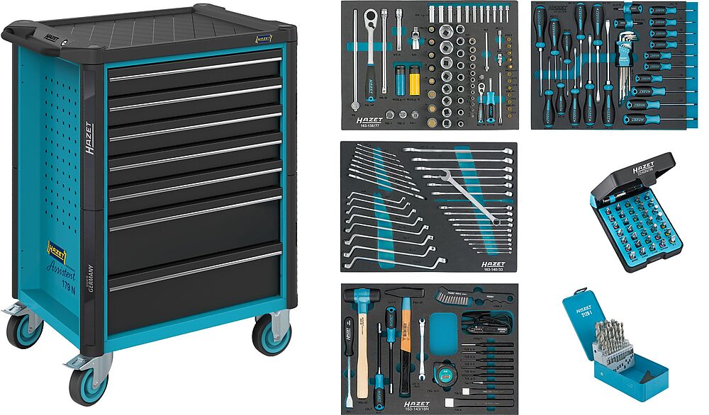 HAZET Assistent 179N-7 tool trolley in HAZET blue